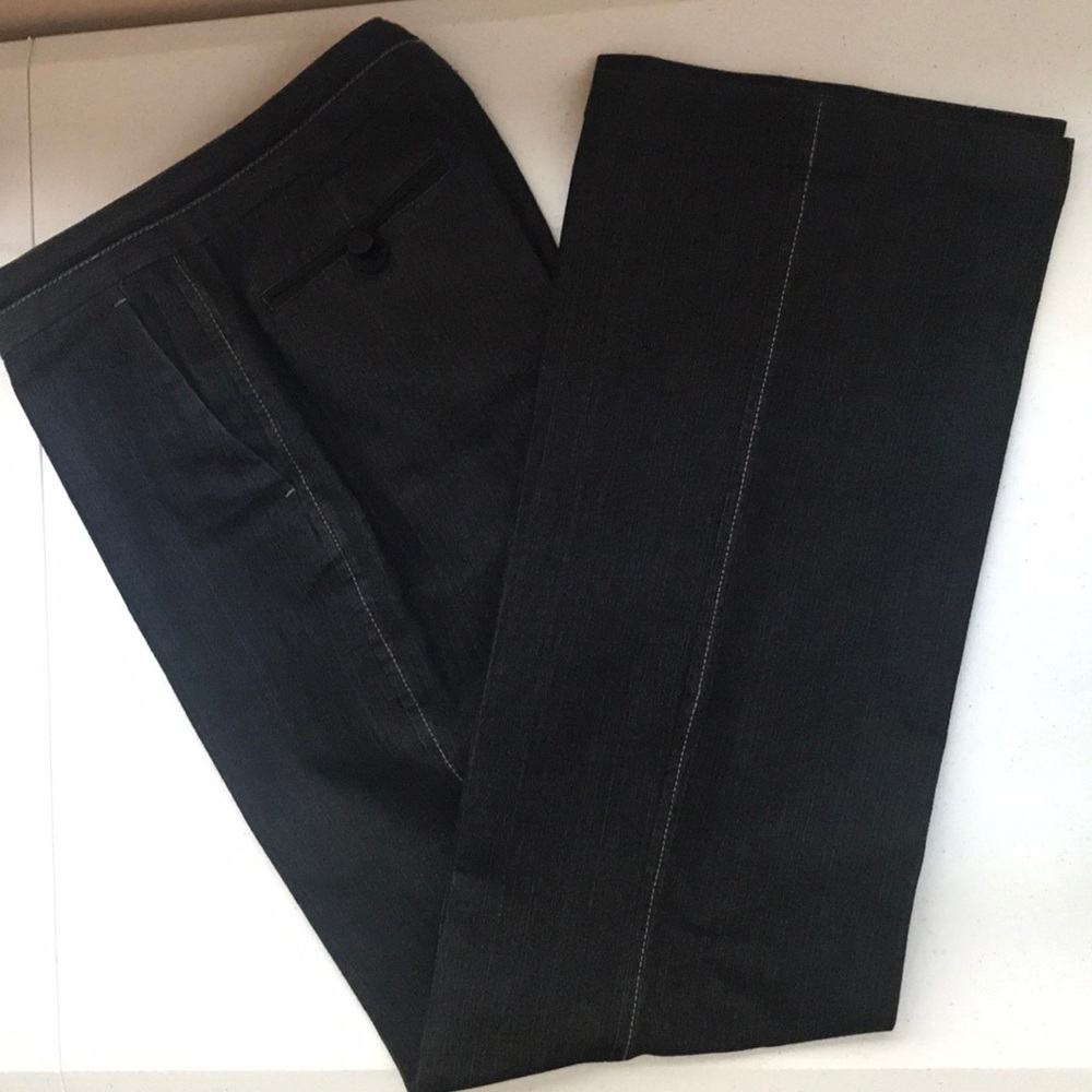 Black Denim Dress Pants Tan Top Stitch
